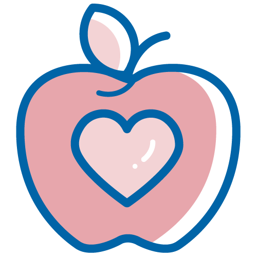 Manzana con un corazón en el interior. Ilustración.