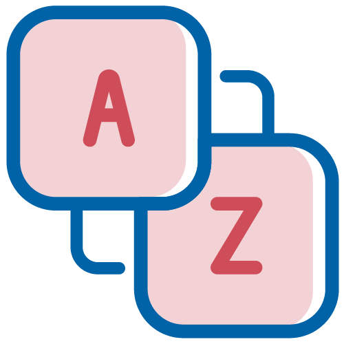 Letter A and letter Z in squares. Illustration.