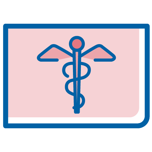 Card with caduceus on it. Illustration.