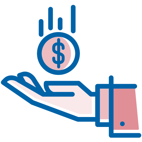 Hand receiving money. Illustration.