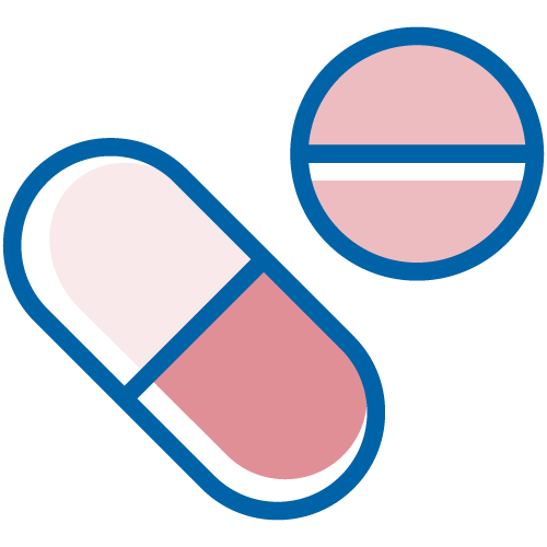 Dos comprimidos de medicamento. Ilustración.
