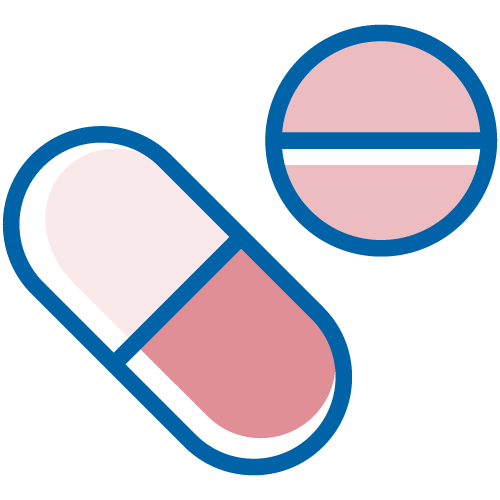 Two medicine tablets. Illustration. 