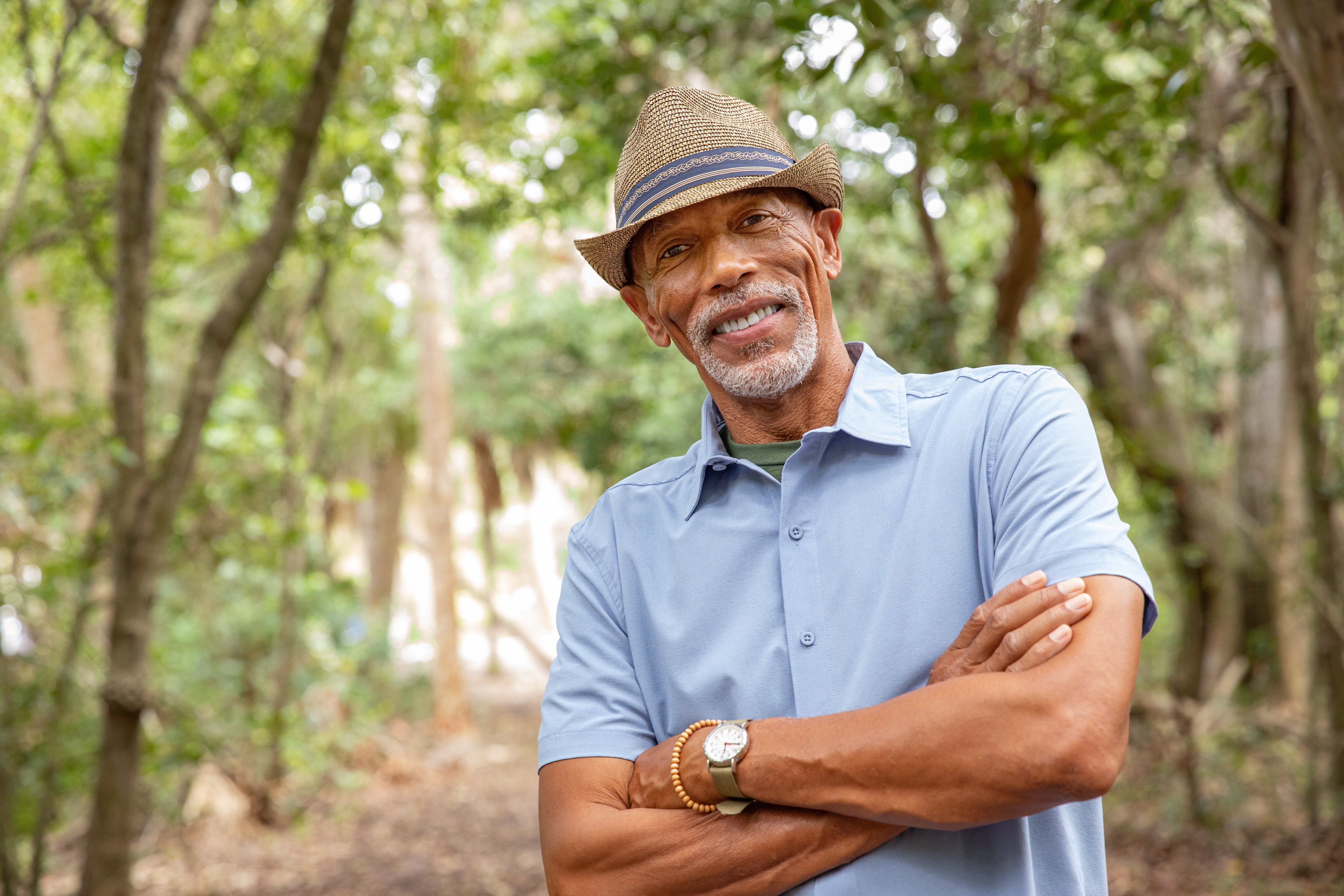 Man on nature trail
